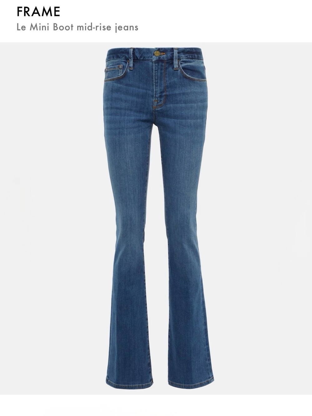 FRAME Le Boot Mini Classic Blue Denim Jeans, size 30